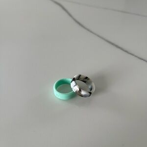 Chic Mint and Marble Ring Duo